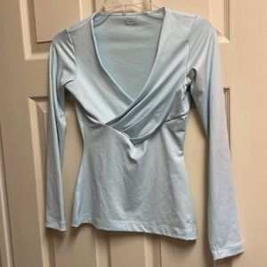 New Danskin Pleatneck Tee-Blue Ice -XS